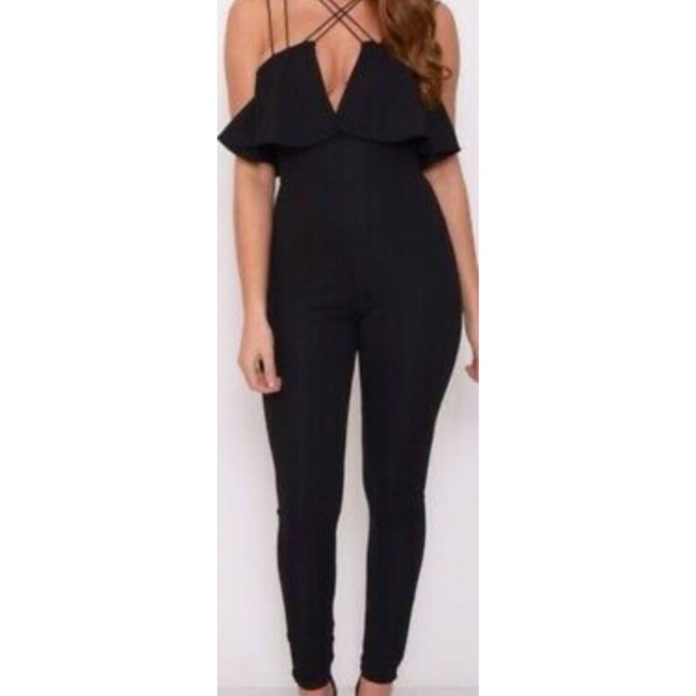 NWT Rare London Textured Frill Top Jumpsuit